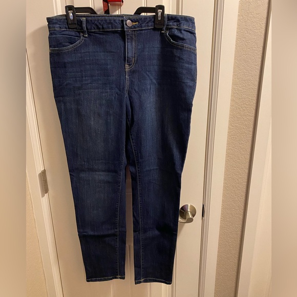 Simply Vera Wang 16 Jeans Skinny Mid Rise Stretch Dark Blue Denim - Picture 1 of 7